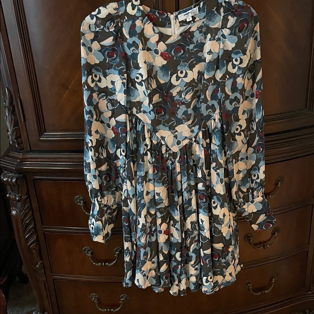 Peter Som Blue and Cream Patterned Dress